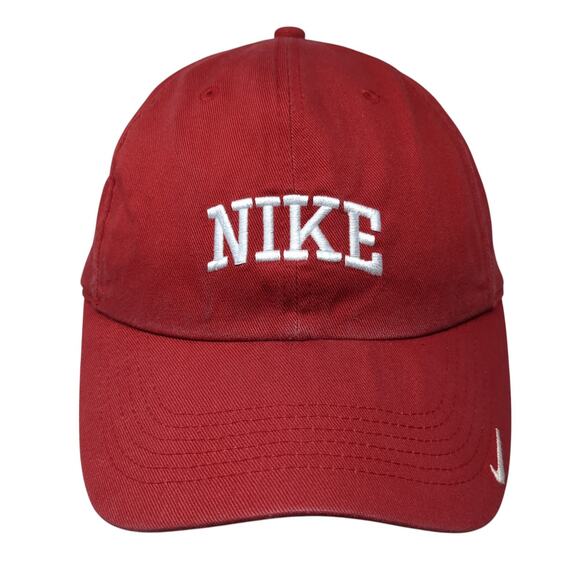 Nike Slideback Baseball Cap Red One Size Adjustable Embroidered Swoosh Cotton - Picture 1 of 9